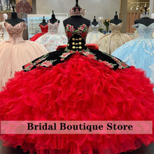 Load image into Gallery viewer, Luxury Tiered Quinceanera Dresses Lace Appliques Embroidery Ball Gowns Mexican Dress with Bow Sweet 16 Vestidos De 15 Años 2022
