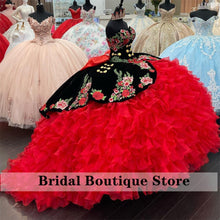 Load image into Gallery viewer, Luxury Tiered Quinceanera Dresses Lace Appliques Embroidery Ball Gowns Mexican Dress with Bow Sweet 16 Vestidos De 15 Años 2022