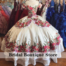 Load image into Gallery viewer, Vestidos de 15 años Black Quinceanera Dresses with Flowers Applique Off Shoulder Sweet 16 Dress Lace-Up Back Mexican Gowns