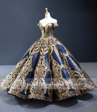 Load image into Gallery viewer, Off Shoulder Long Sequined Quinceanera Dresses Sweet 16 2021 Elegant Ball Gown Evening Gowns