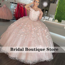 Load image into Gallery viewer, Pink Quinceanera Dress With Detachable Cape Lace-up Back Ball Gown Applique Tulle Sweet 16 Dresses Vestidos De 15 Años
