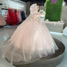 Load image into Gallery viewer, Pink Quinceanera Dress With Detachable Cape Lace-up Back Ball Gown Applique Tulle Sweet 16 Dresses Vestidos De 15 Años