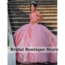 Load image into Gallery viewer, Princess Off Shoulder Quinceanera Dress Lace-up Back Ball Gown Flowers Applique Tulle Sweet 16 Dresses Vestidos De 15 Años
