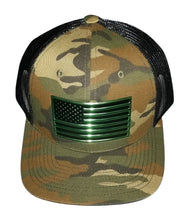 Load image into Gallery viewer, USA Flag Camo Green Premium Hat Trucker Snapback Baseball Cap
