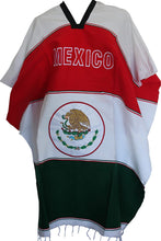 Load image into Gallery viewer, Premium Warm Mexican Flag Zarape Mexican Poncho Gaban Heavy Blanket Cape Ruana One Size
