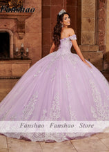 Load image into Gallery viewer, Fanshao wd637 Quinceanera Dress Off Shoulder Masquerade Sweet 16 Gowns Lace Appliques Beaded Ball Gown Prom Dress
