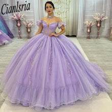 Load image into Gallery viewer, Lilac Quinceanera Dresses Ball Gown Puffy Tulle Lace Appliques Beading 2022 New Sweet 16 Dresses Party Prom Gowns
