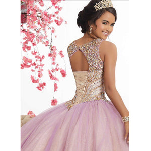Pink Tulle Long Quinceanera Dresses Ball Gowns 2021New Design Beading Top Sweet 16 Dress Incinerate vestido de 15 anos