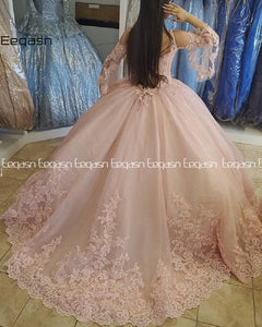 Elegant Lace Quinceanera Dresses Ball Gown Lace Up Sweet 16 Dress For 15 Years Formal Prom Party Pageant Gown Custom