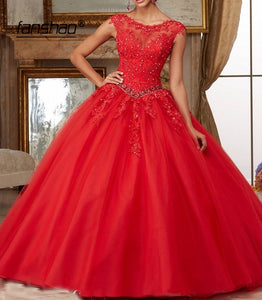 Fanshao wd000 Quinceanera Dresses Appliques Beads Ball Gowns Sparkly Sweet 16 Year Princess Dresses For 15 Years Vestidos