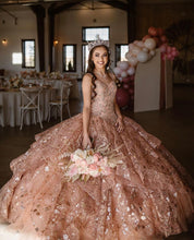 Load image into Gallery viewer, LSYX Rose Gold Luxury Quinceanera Dress 2022 Sequins Beads Sleeveless Party Princess Sweet 16 Ball Gown Vestidos De 15 Años
