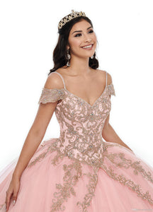 2021 Pink Quinceanera Dresses Spaghetti Straps Off the Shoulder Gold Lace Applique Tiered Skirt Custom Made Sweet 16 Prom Ball G
