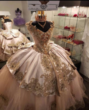 Load image into Gallery viewer, Luxury Pink Appliqued Beaded Corset Ball Gown Prom Sweet 16 Dress Quinceanera Dresses robe de princesse fille
