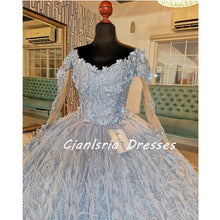 Load image into Gallery viewer, Sweet 16 Quinceanera Dresses  Ball Gown Feathers Pageant Gowns Vestidos De 15 Anos With Long Sleeves
