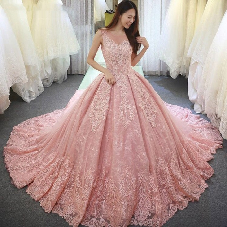 Pink Quinceanera Dresses 2023 Elegant Ball Gown Sweet 16 Formal Party Night Prom Dress Luxury Long Ceremony Graduation Gala Jurk
