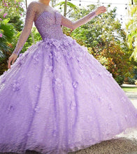 Load image into Gallery viewer, 2023 New Fashion Quinceanera Dresses Ball Gown Long Sleeve Tulle Lace 3D Flowers Beaded Crystal Diamond Sweet 16 Dresses QU04
