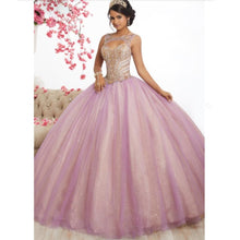 Load image into Gallery viewer, Pink Tulle Long Quinceanera Dresses Ball Gowns 2021New Design Beading Top Sweet 16 Dress Incinerate vestido de 15 anos
