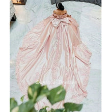 Load image into Gallery viewer, Pink Princess Bow Back Corset Quinceanera Dress Ball Gown 3D Flowers Appliques Ruffles Sweet 16 Vestidos De XV Años
