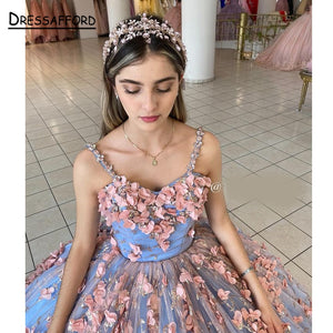 Sweet 16 Princess Quinceanera Dresses Sexy Off Shoulder 3D Lace Appliques Formal Pageant Ball Gown for Girls Custom Made Vestido
