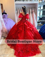 Load image into Gallery viewer, Luxury New Arrival 2023 Sparkly Quinceanera Dresses 2022 Off Shoulder Beads Crystal Appliques Sweet 16 Dress Vestido De 15 Años
