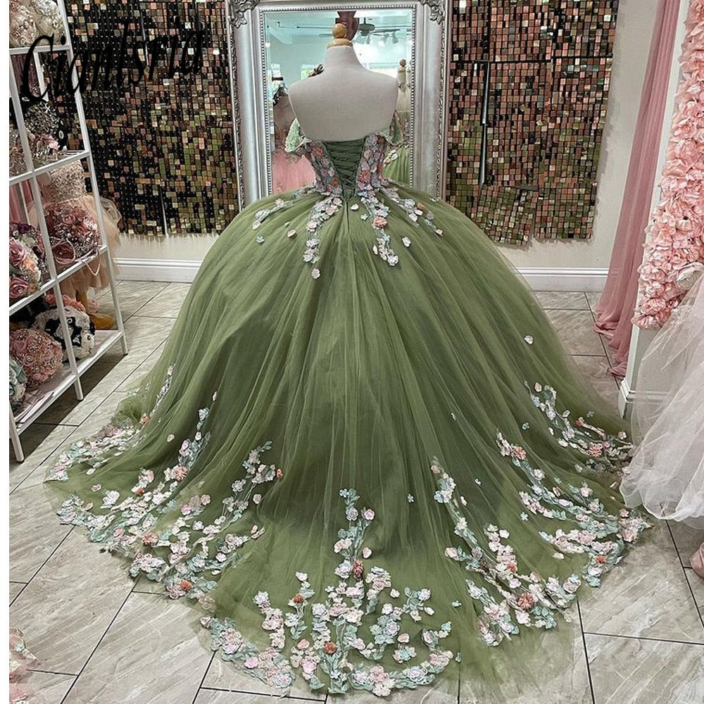 Quinceanera Dress 2022 Off The Shoulder Appliques Sequins Backless Princess Sweet 16 Ball Gown Vestidos De 15 Años