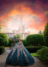 Load image into Gallery viewer, Teal Blue Charro Quinceanera Dresses Ball Gown Halter Tulle Appliques Puffy Mexican Sweet 16 Dresses 15 Anos
