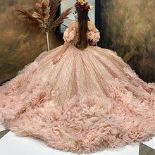 Load image into Gallery viewer, 2022 Sparkly Quinceanera Dresses With Beads Off Shoulder Ball Gown Sweet 16 Dress Ruffles Vestidos De 15 Anos Lace-Up Custom

