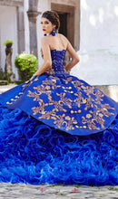 Load image into Gallery viewer, Royal Blue Charro Quinceanera Dresses Ball Gown Sweetheart Organza Appliques Mexican Sweet 16 Dresses 15 Anos
