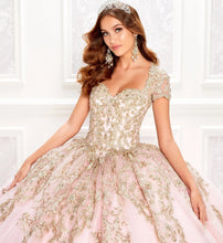 Load image into Gallery viewer, Sky Blue Charro Quinceanera Dresses Ball Gown Cap Sleeves Tulle Appliques Puffy Mexican Sweet 16 Dresses 15 Anos
