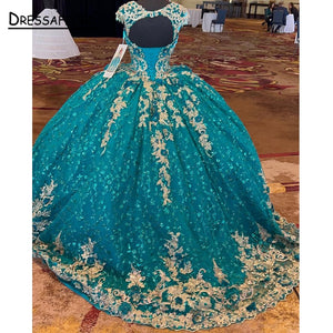 Quinceanera Dresses Lace Applqiue Beaded Sweet 16 Prom Gowns Tulle vestidos de 15 años xv dress Corset Back