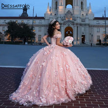 Load image into Gallery viewer, Pink Quinceanera Dresses  Sweetheart Ball Gown Vestidos De 15 Anos Fashion 3D Flower Tulle Sweet 16 Princess Party Gown
