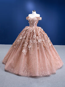 Puffy Quinceanera Dresses Ball Gown Off The Shoulder Tulle Appiques Flowers Pearls Mexican Sweet 16 Dresses 15 Anos