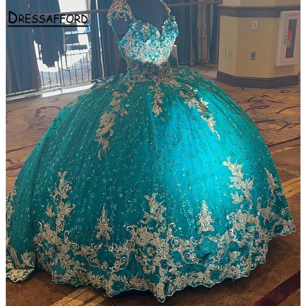 Quinceanera Dresses Lace Applqiue Beaded Sweet 16 Prom Gowns Tulle vestidos de 15 años xv dress Corset Back
