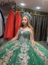 Load image into Gallery viewer, Sparkly Sequined Appliques Ball Gown Quinceanera Dresses Off The Shoulder Tassel Sweet 16 Prom Dress vestidos de 15 años
