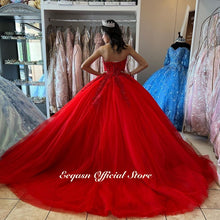 Load image into Gallery viewer, Red Sweetheart Quinceanera Dresses Beaded Applique Lace-up Sweet 16 Dress Vestidos De 15 Años Birthday Princess Party Wear
