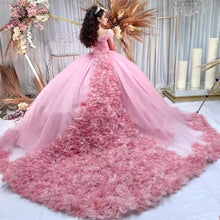 Load image into Gallery viewer, Quince XV Vestidos De 15 Años Pink Quinceanera Dresses With Floral Applique Volume Girls XV Brithday Wear
