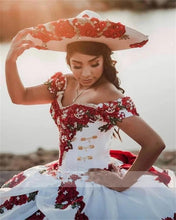 Load image into Gallery viewer, Modern Off The Shoulder Beaded Quinceanera Dress 2022 Red Ruffles Appliques Sweet 16  Year Girl prom Dresses 15 años quinceañera
