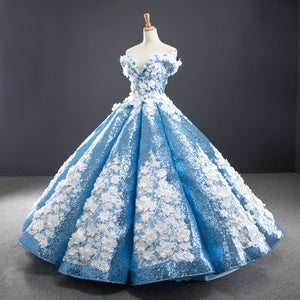 Sky Blue Quinceanera Dresses Ball Gown Off The Shoulder Sequins Appiques Puffy Mexican Sweet 16 Dresses 15 Anos