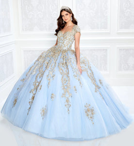 Sky Blue Charro Quinceanera Dresses Ball Gown Cap Sleeves Tulle Appliques Puffy Mexican Sweet 16 Dresses 15 Anos