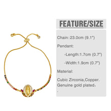 Load image into Gallery viewer, Multicolor Virgin Mary Bracelets For Women Round Crystal Bracelets Pendant Zirconia Gold Filled Christian Jewelry brtc09
