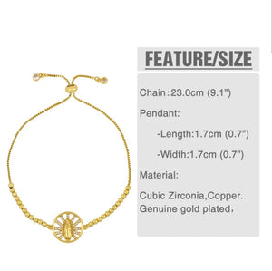 Cubic Zirconia Virgin Mary Bracelets For Women Yellow Gold Charm Bracelets Beads CZ Religious Jewelry Women Gifts brtc10