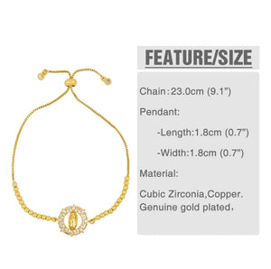 Gold Filled Virgin Mary Bracelets For Women Multicolor Crystal Love Letter Charm Bracelet Cubic Zirconia Rainbow Jewelry brtc15