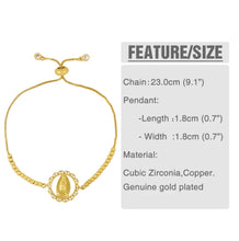 Load image into Gallery viewer, Pave Virgin Mary Bracelets For Women Crystal Beads Bracelets Charms Cubic Zirconia Gold Jewelry virgen de guadalupe brtc43
