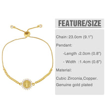 Load image into Gallery viewer, Gold Chain Virgin Mary Bracelets For Women CZ Zirconia Crystal Bracelets Pendant Adjustable Round Charm Christian Jewelry brtc44
