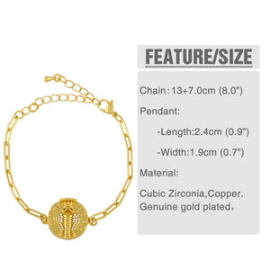 Gold Chain Snake Bracelets For Women Crystal Round White Stone Charm Bracelet CZ Zirconia Statement Jewelry Gifts brtc55