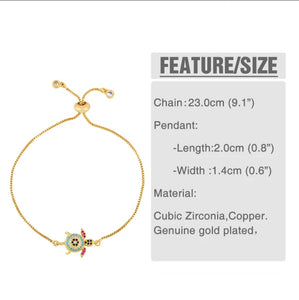 Lightning Charms Gold Bracelets for Women Crystal Tennis Turtle Bracelets Angel CZ Cubic Zirconia Rainbow Jewelry brtb94