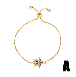 Lightning Charms Gold Bracelets for Women Crystal Tennis Turtle Bracelets Angel CZ Cubic Zirconia Rainbow Jewelry brtb94