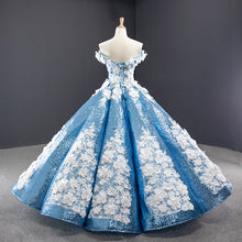 Load image into Gallery viewer, Sky Blue Quinceanera Dresses Ball Gown Off The Shoulder Sequins Appiques Puffy Mexican Sweet 16 Dresses 15 Anos
