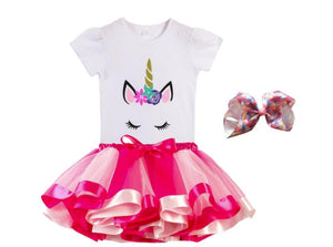 Premium Unicorn Dress Birthday Girls Costume – Bow, Tutu Skirt Dress, - Unicorn Gifts for Girls