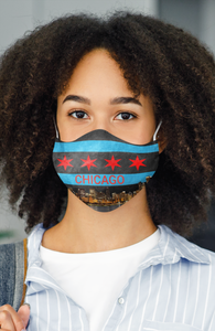 New Chicago Flag Skyline Black Premium Face Mask